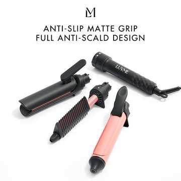 US Plug 3 in 1 Instant Heating Curling Iron Set with Interchangeable Straightener for All Hair Types