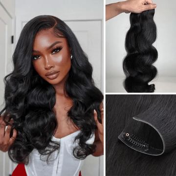 Body Wave / Messy Curly / Silky Straight / Yaki Straight / Kinky Curly Invisible Edge Clip in Hair Extensions Human Hair 110g 6pcs with Free Gift