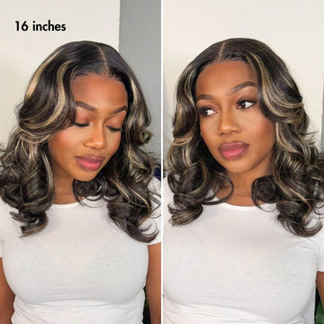 VIP DAY ONLY | 16 Inches Curtain Bangs Blonde Highlight Loose Wave Glueless 5x5 Closure Pre-Cut Lace Wig All Head Sizes Fit Cap -US Only