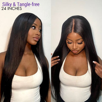 24 Inches=$189.9 | Silky Straight 360 Lace Long Wig 100% Human Hair Pre-bleached & Pre-plucked