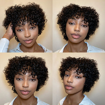 Special Deal | Luvme Hair Throw On & Go Ultra Natural Lightweight Bouncy Curly Wig with Bangs 100% Human Hair