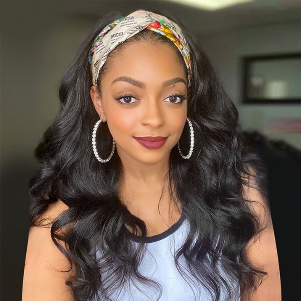 Weekly Special | Natural Black Body Wave No Lace Glueless Long Headband Wig 100% Human Hair