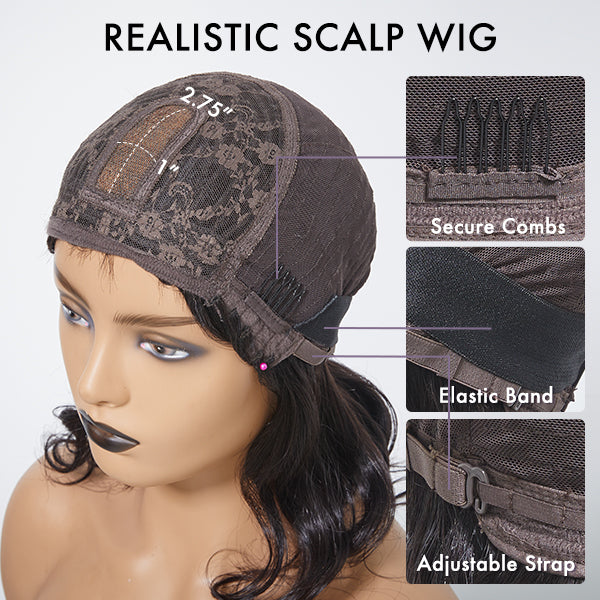 Boho-Chic | Romantic Bohemian Curly Minimalist Lace Glueless Long Wig with Cute Bangs - US Only
