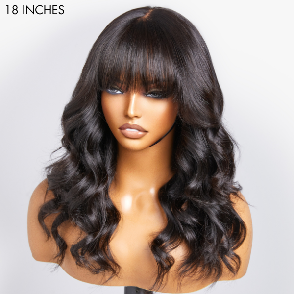 Special Deal | Loose Wave 5x5 Closure Lace Glueless Long Wig With Cute Bangs 100% Human Hair- US Only