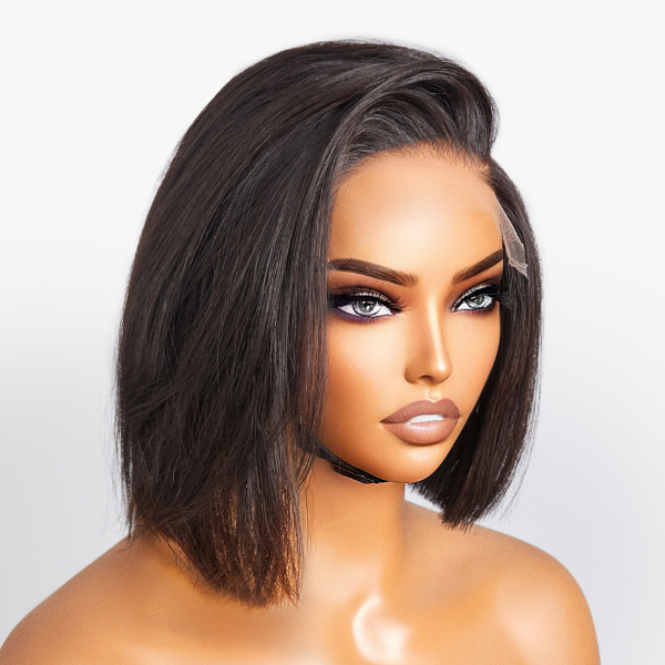Weekly Special | Asymmetric Bob Minimalist HD Lace Glueless C Part Short Wig 100% Human Hair