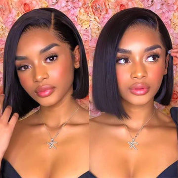 Weekly Special | Asymmetric Bob Minimalist HD Lace Glueless C Part Short Wig 100% Human Hair