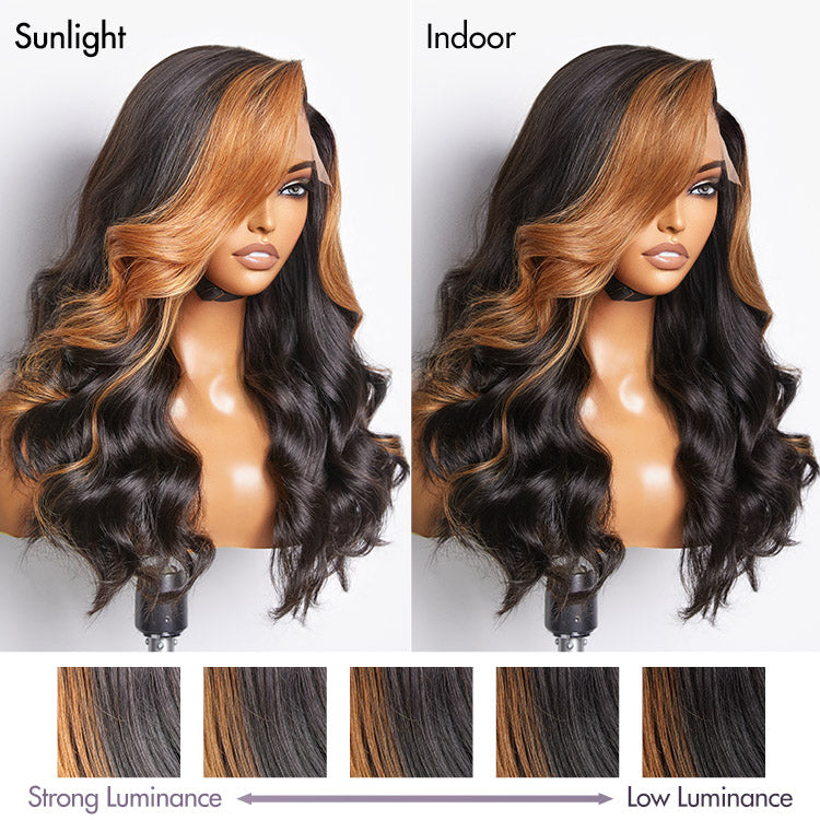 Copper Highlights Loose Body Wave Glueless 5x5 Closure Lace Wig Face-Framing - US Only