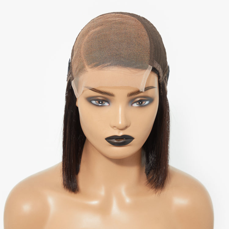 Special Deal | Swoop Bangs Breathable Cap Deep Left C Part Silky Straight Glueless 5x5 Closure Lace Bob Wig