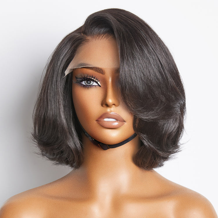 Weekly Special | Toffee Brown Mix Blonde / Natural Black Layered Cut Glueless 5x5 Closure Lace Bob Wig