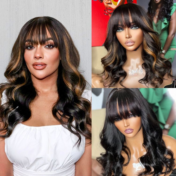 Special Deal | Loose Wave 5x5 Closure Lace Glueless Long Wig With Cute Bangs 100% Human Hair- US Only