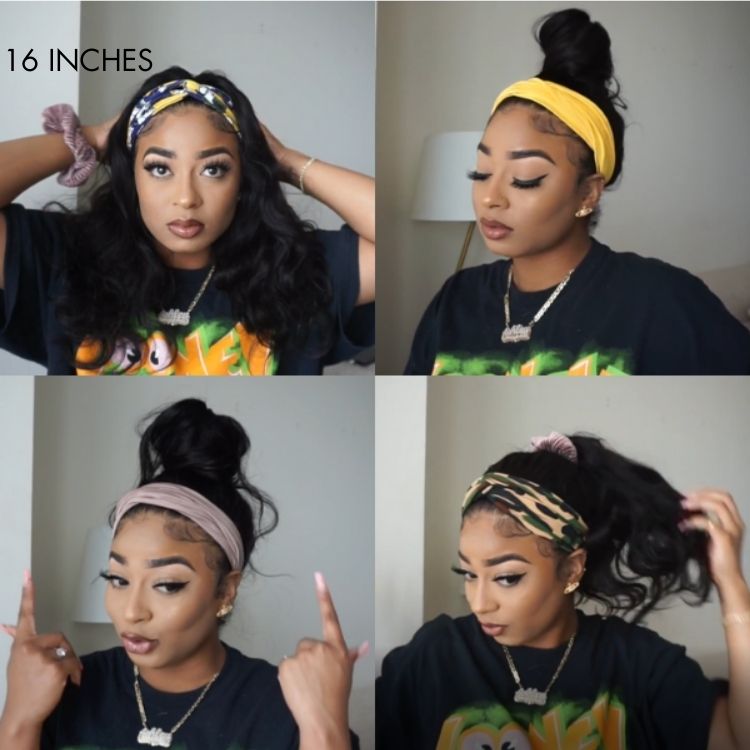 Weekly Special | Natural Black Body Wave No Lace Glueless Long Headband Wig 100% Human Hair