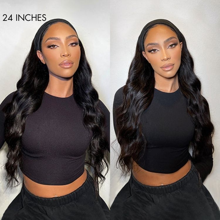 Weekly Special | Natural Black Body Wave No Lace Glueless Long Headband Wig 100% Human Hair