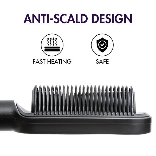 Hair Straightener Comb with US Plug, Built-in Ceramic Heating Plate, 20s Fast Heating & 5 Temp Settings & Anti-Scald for Professional Salon at Home