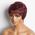 Burgundy 99J Short Pixie Cut Ready To Go Wig 100% Human Hair - US Only