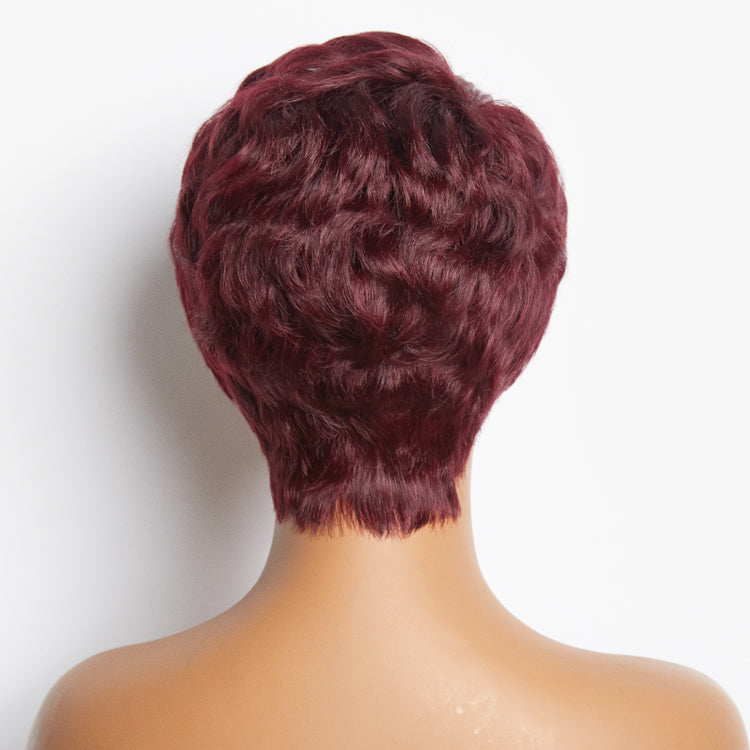 Burgundy 99J Short Pixie Cut Ready To Go Wig 100% Human Hair - US Only