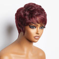 Burgundy 99J Short Pixie Cut Ready To Go Wig 100% Human Hair - US Only