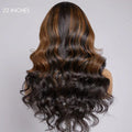 Brown Mix Black / Natural Black C Part Glueless Loose Wave 5x5 Closure Wig with Bangs- US ONLY