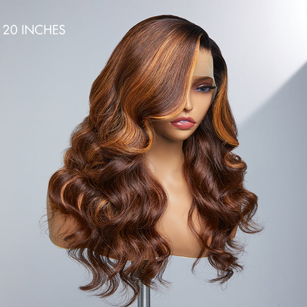 Limited Design | Blonde Highlight Loose Body Wave Glueless 13x4 Frontal HD Lace Long Left Side part Wig