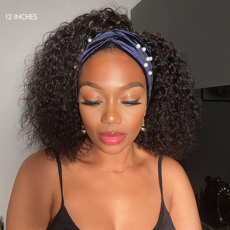 Crazy Wednesday | Deep Wave Glueless Curly Bob Wig Headband Wig 100% Human Hair (Get Free Trendy Headbands)
