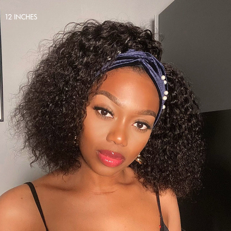 Crazy Wednesday | Deep Wave Glueless Curly Bob Wig Headband Wig 100% Human Hair (Get Free Trendy Headbands)