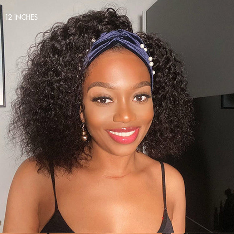 Crazy Wednesday | Deep Wave Glueless Curly Bob Wig Headband Wig 100% Human Hair (Get Free Trendy Headbands)