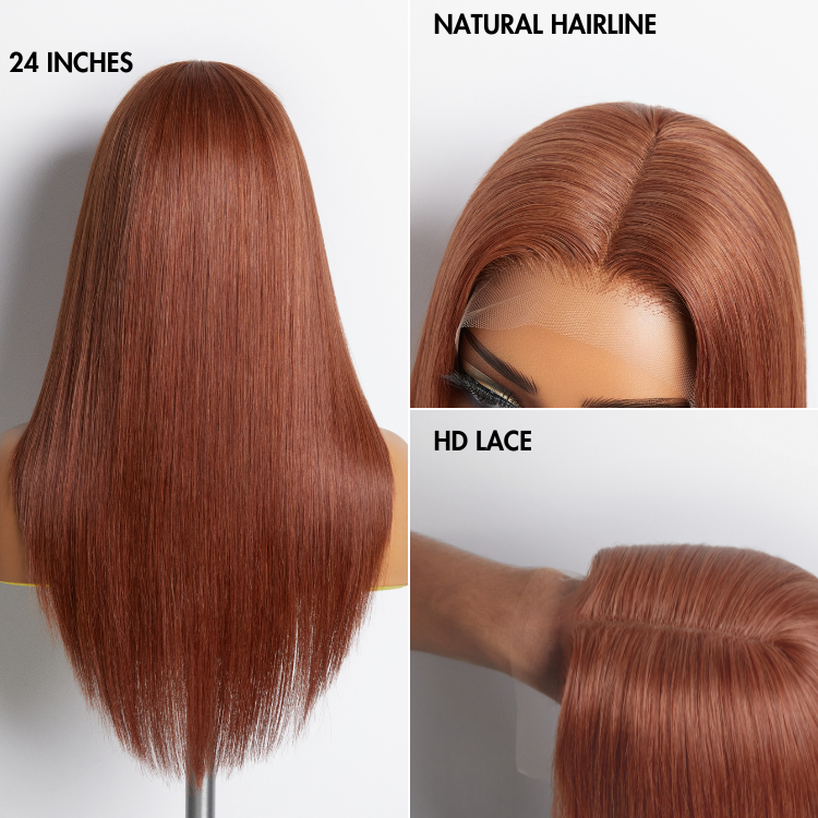 Cinnamon Brown Loose Wave / Straight / Straight Layer Glueless 5x5 Closure  HD Lace Wig- US ONLY