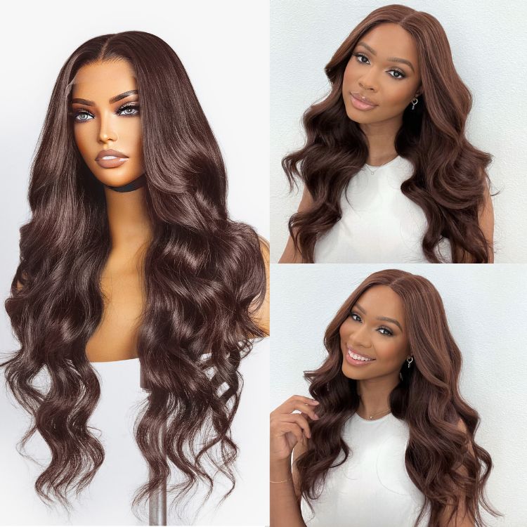 Charming Brown Layered Cut Loose Wave 5x5 Closure Lace Glueless Wig 100% Human Hair - US Only