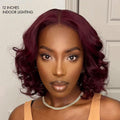 Dark Plum 99J Hair Color Wig Loose Wave Minimalist HD Lace Glueless Mid Part Short Wig - US Only