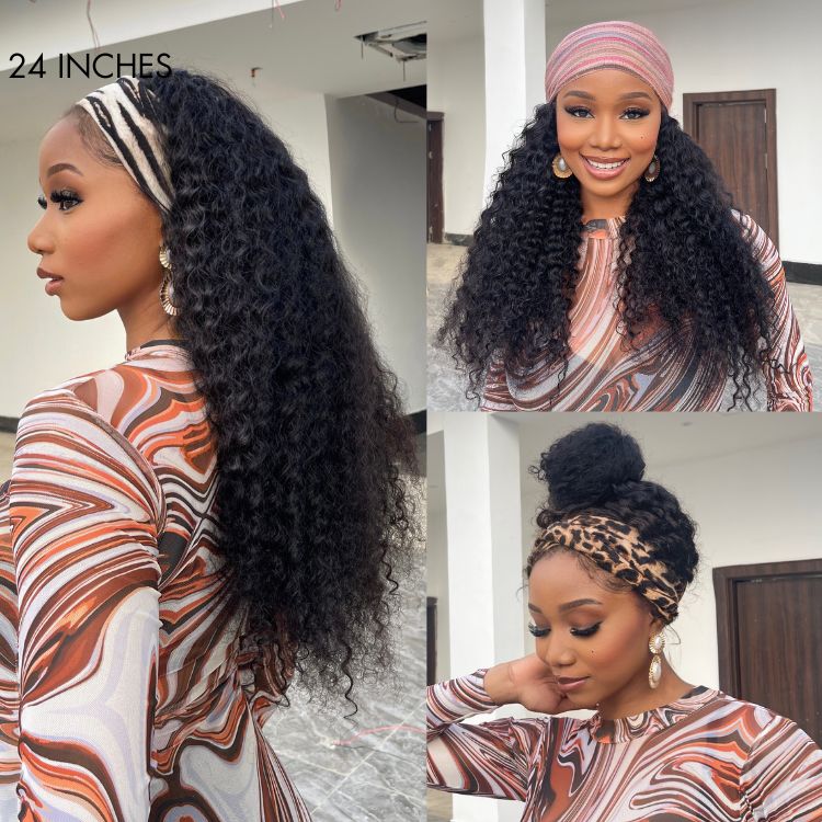 Exclusive Sale | Luvme Hair Throw On & Go Deep Wave No Lace Glueless Long Headband Wig 100% Human Hair (Get Free Trendy Headbands)