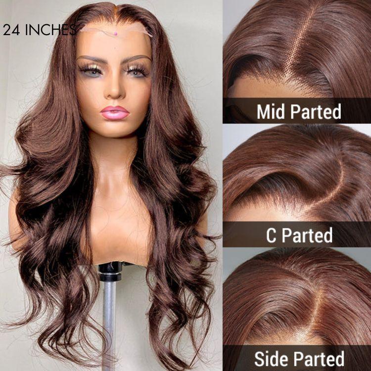 Charming Brown Layered Cut Loose Wave 5x5 Closure Lace Glueless Wig 100% Human Hair - US Only