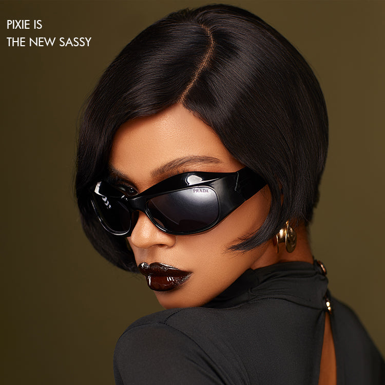 VIP DAY ONLY | 8 Inches Mature Boss Pixie Cut with Swept Bangs Glueless Minimalist HD Lace Bob Wig  -US Only