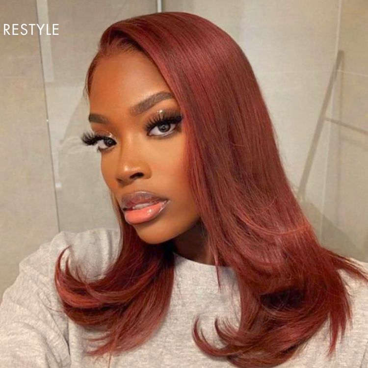 Cinnamon Brown Loose Wave / Straight / Straight Layer Glueless 5x5 Closure  HD Lace Wig- US ONLY