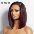 Weekly Special | Dark Red Highlights Silky Blunt Cut C Part Glueless Minimalist Lace Bob Wig Beginner Friendly