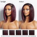 Weekly Special | Dark Red Highlights Silky Blunt Cut C Part Glueless Minimalist Lace Bob Wig Beginner Friendly