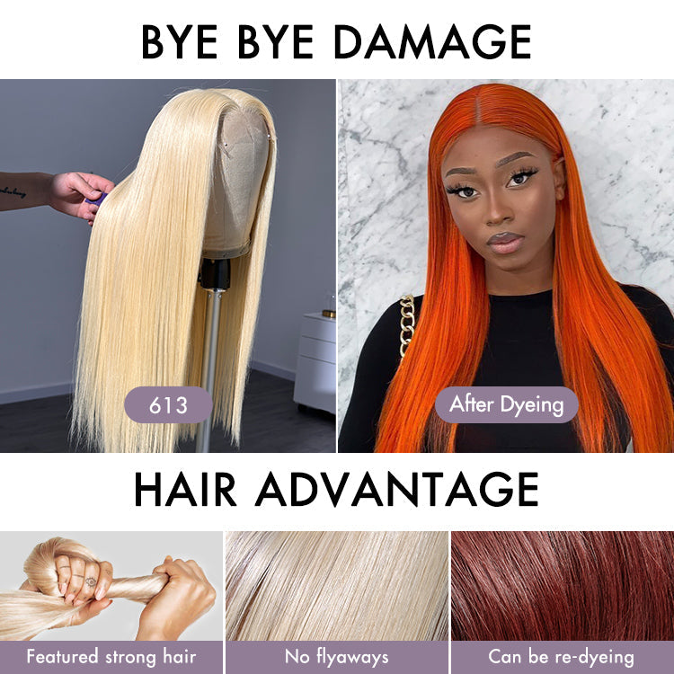 LUVME COLOR FREEDOM™ - Blonde 613 Silky Straight Glueless 5x5 Closure HD Lace Wig 100% Virgin Human Hair
