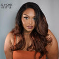 4C Edges | Kinky Edges Black to Brown Ombre Kinky Straight 5x5 Closure Lace Glueless Side Part Long Wig- US ONLY