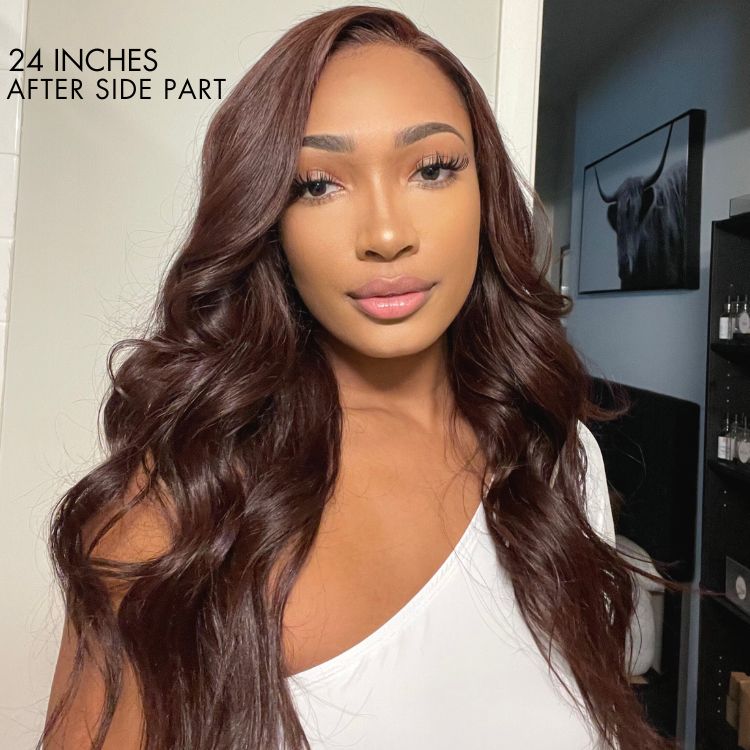 Charming Brown Layered Cut Loose Wave 5x5 Closure Lace Glueless Wig 100% Human Hair - US Only