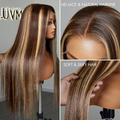 Exclusive Sale | Honey Blonde Highlight Silky Straight Glueless 5x5 Closure HD Transparent Lace Long Wig