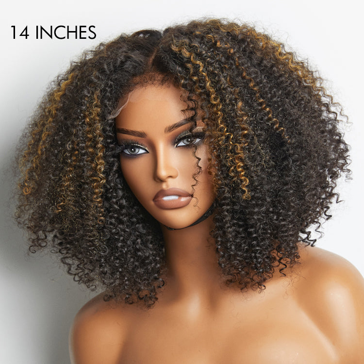 4C Edges Wig™ - Highlight Afro Curls Glueless 5x5 Closure HD Lace Wig Breathable Cap