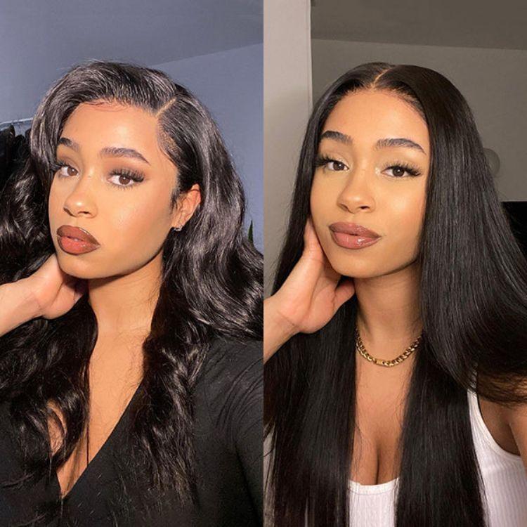 PreMax Wigs - 180% Density Body Wave / Straight Glueless 13x4 Frontal Lace Long Wig Pre-Cut Lace