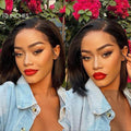 Exclusive Deal | Super Natural C Part Natural Black / Blonde Highlight Glueless Lace Bob Wig 100% Human Hair | Fits All Face Shapes