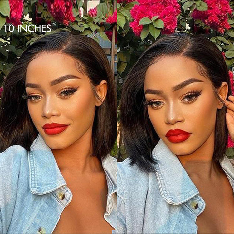 Exclusive Deal | Super Natural C Part Natural Black / Blonde Highlight Glueless Lace Bob Wig 100% Human Hair | Fits All Face Shapes
