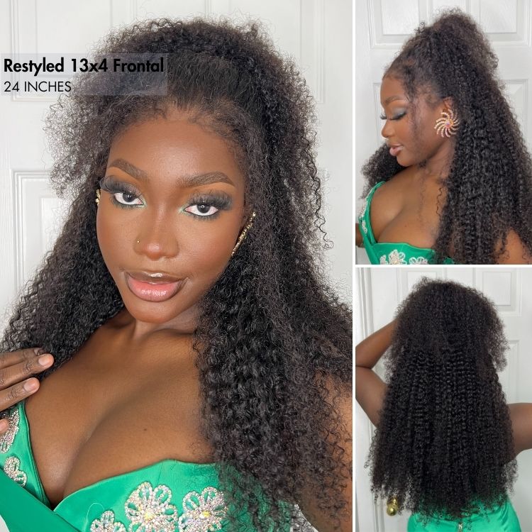 4C Edges | Realistic Kinky Edges Afro Curly Glueless Long Wig 100% Human Hair -US Only