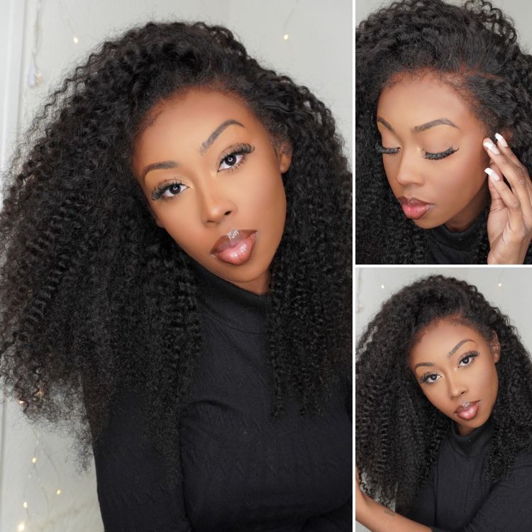 4C Edges | Realistic Kinky Edges Afro Curly Glueless Long Wig 100% Human Hair -US Only