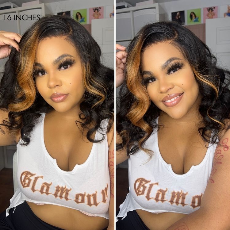 Copper Highlights Loose Body Wave Glueless 5x5 Closure Lace Wig Face-Framing - US Only