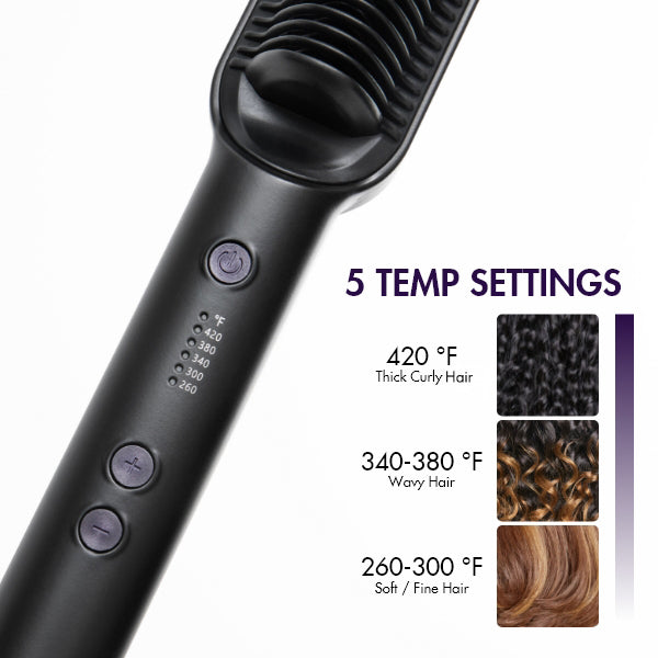 Hair Straightener Comb with US Plug, Built-in Ceramic Heating Plate, 20s Fast Heating & 5 Temp Settings & Anti-Scald for Professional Salon at Home