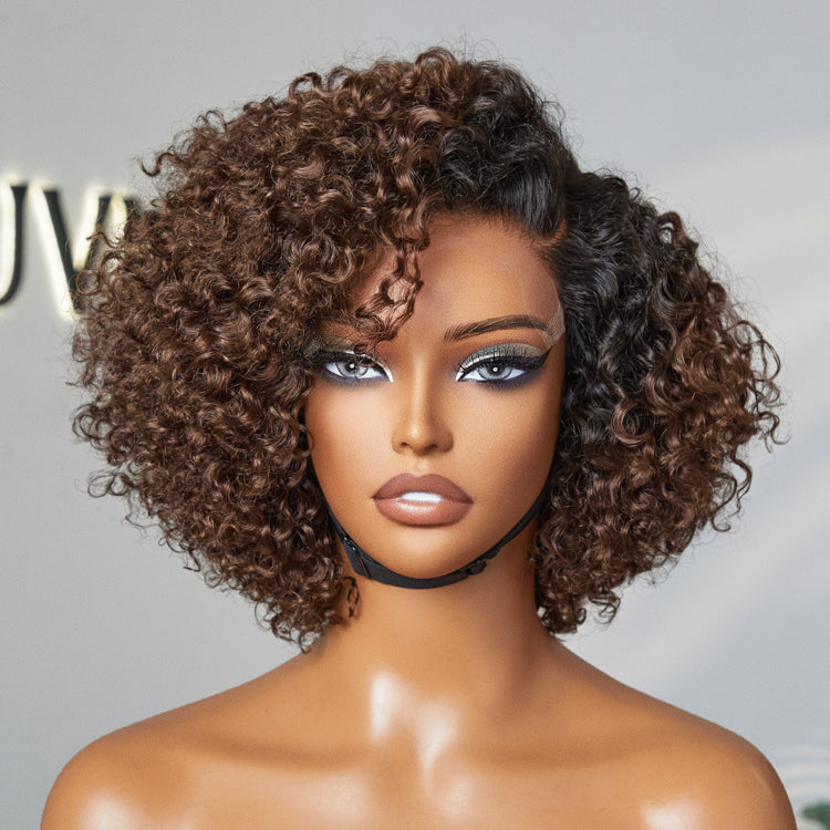 48H Delivery | Ombre Brown Fluffy Kinky Curl Glueless Minimalist HD Lace Wig Ready to Go -US ONLY