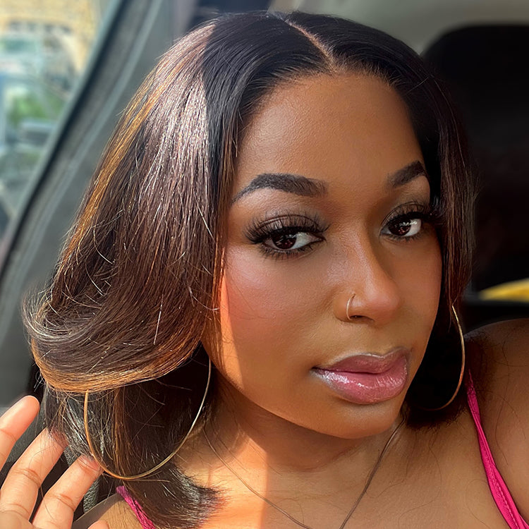 New Customers Only | Limited Design | Blonde Highlights Glueless 5x5 Closure HD Lace Stacked Bob Wig | Large & Small Cap Size