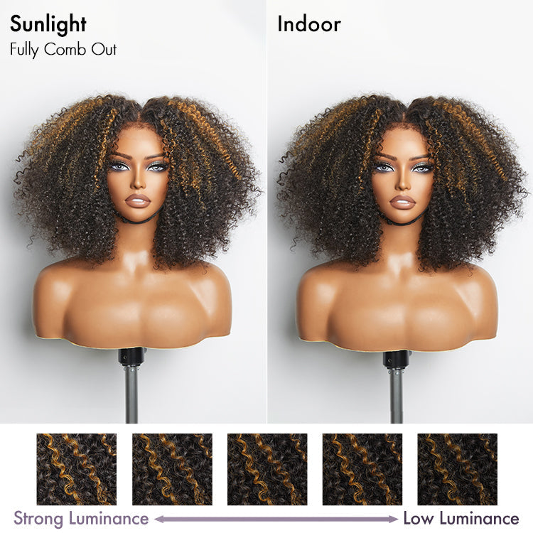 4C Edges Wig™ - Highlight Afro Curls Glueless 5x5 Closure HD Lace Wig Breathable Cap