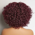 Trendy Burgundy Curly Bob Glueless Minimalist Lace T Part Wig 100% Human Hair - 99J™